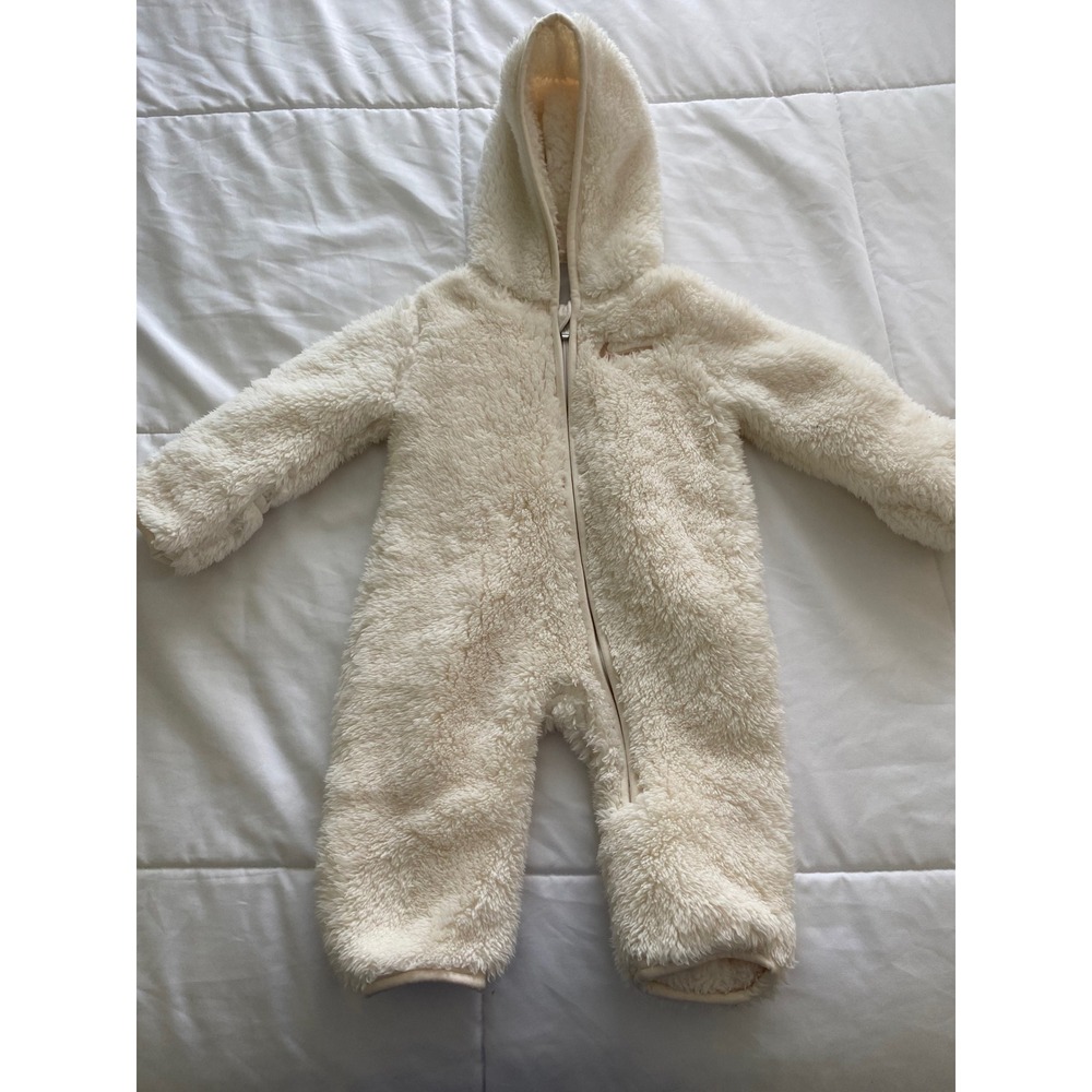 Nike Sherpa Fleece Bunting Baby 3M Cream White Hooded Pram Suit Cozy Winter